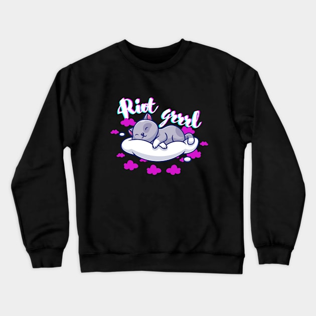 RIOT GRRRL CAT Crewneck Sweatshirt by Lolane